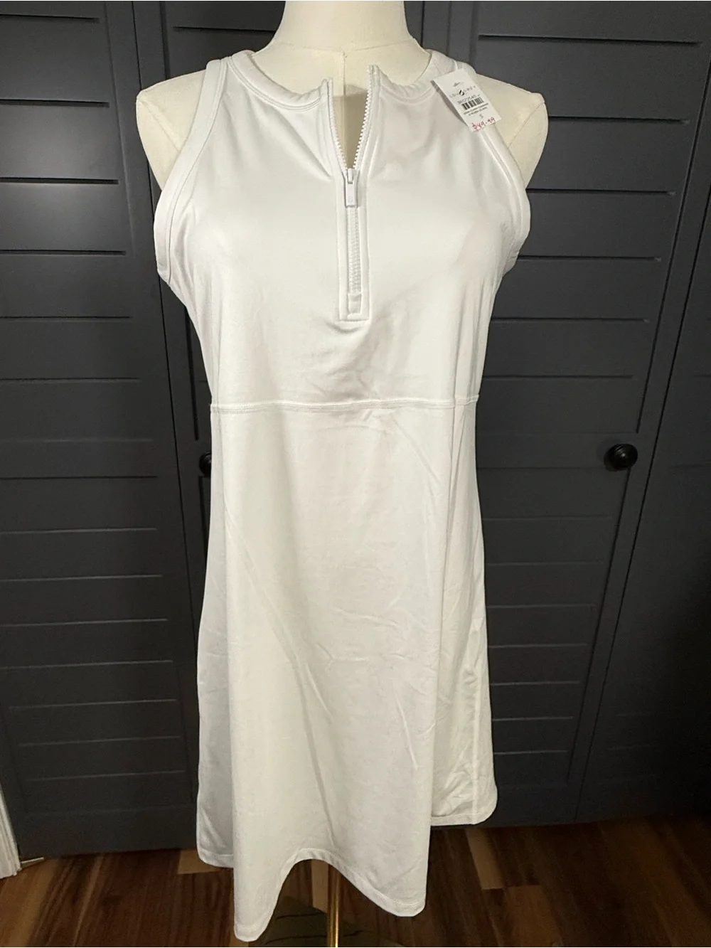 Lou & Grey White Half Zip Sleeveless Performance Dress NWT Size S